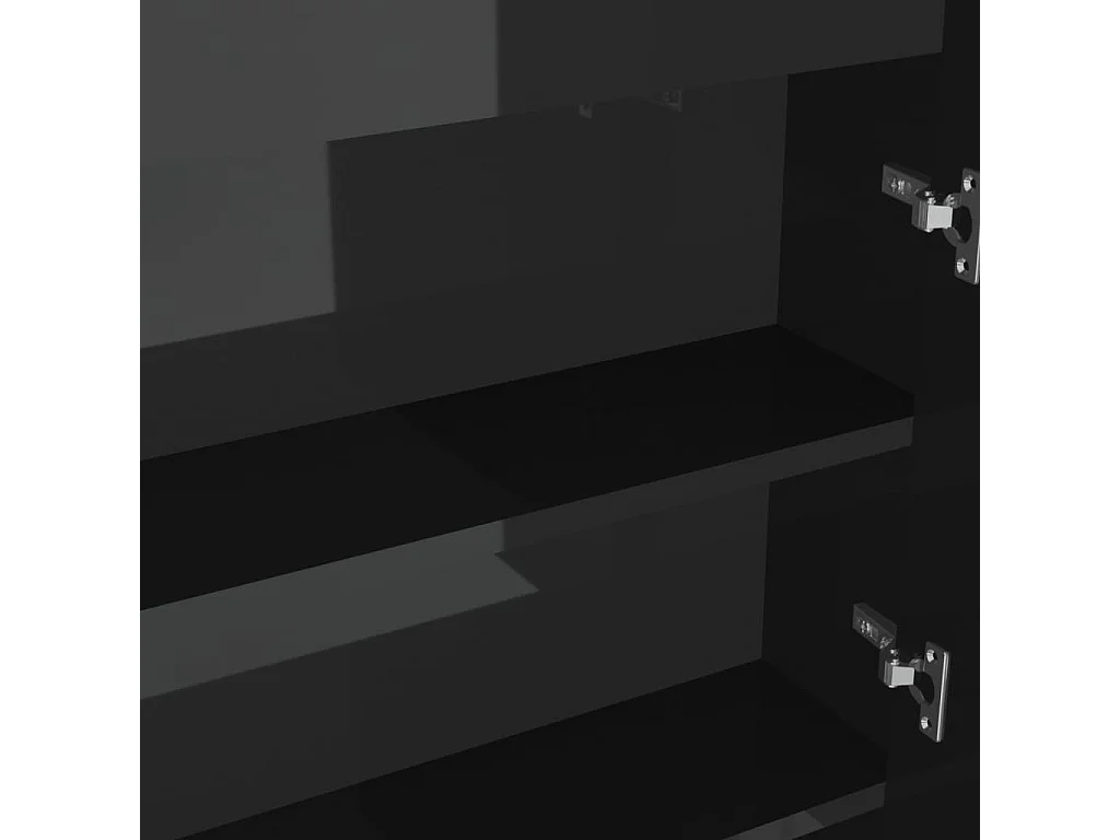 Armadietto Bagno con Specchio 80x15x60 cm in MDF Nero Lucido