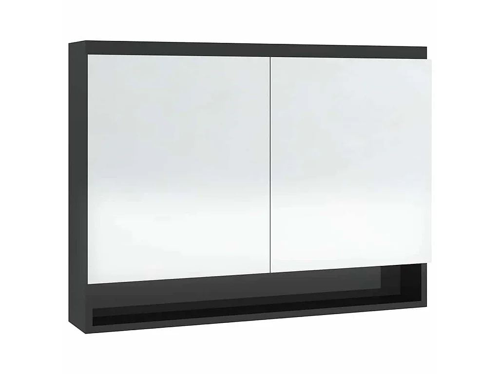 Badkamerkast met spiegel 80x15x60 cm MDF glanzend zwart