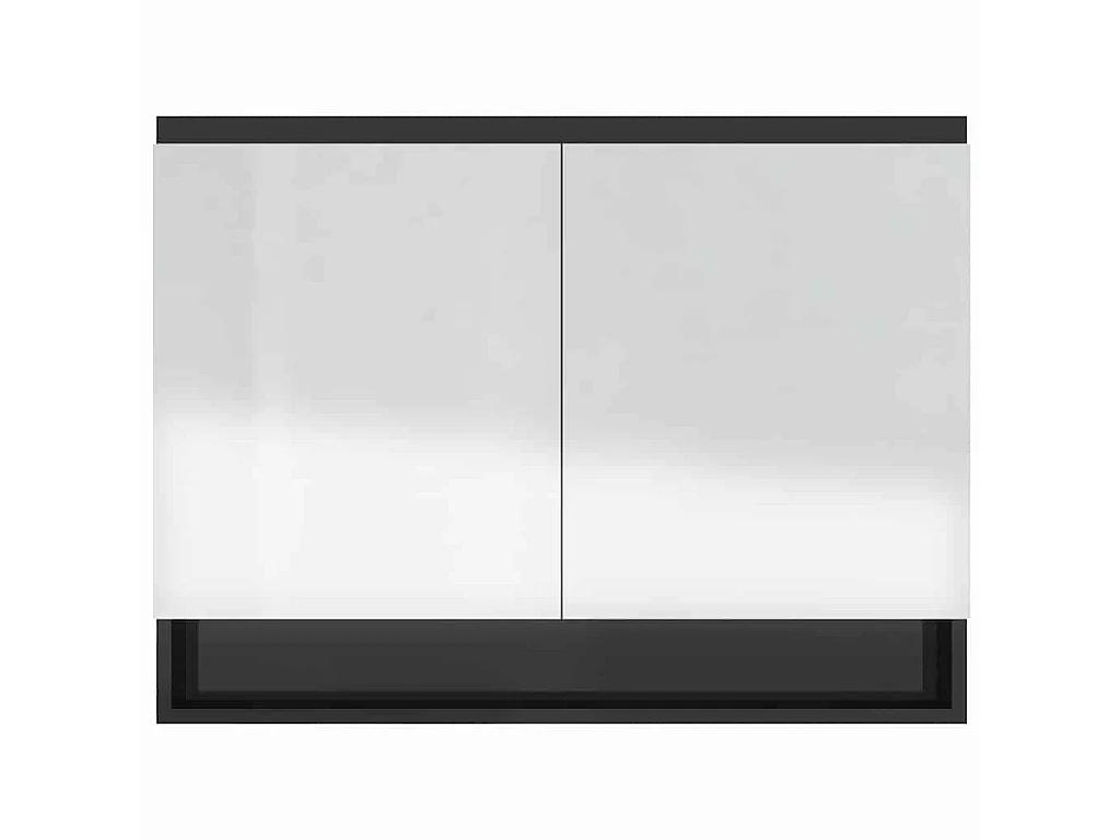 Badkamerkast met spiegel 80x15x60 cm MDF glanzend zwart