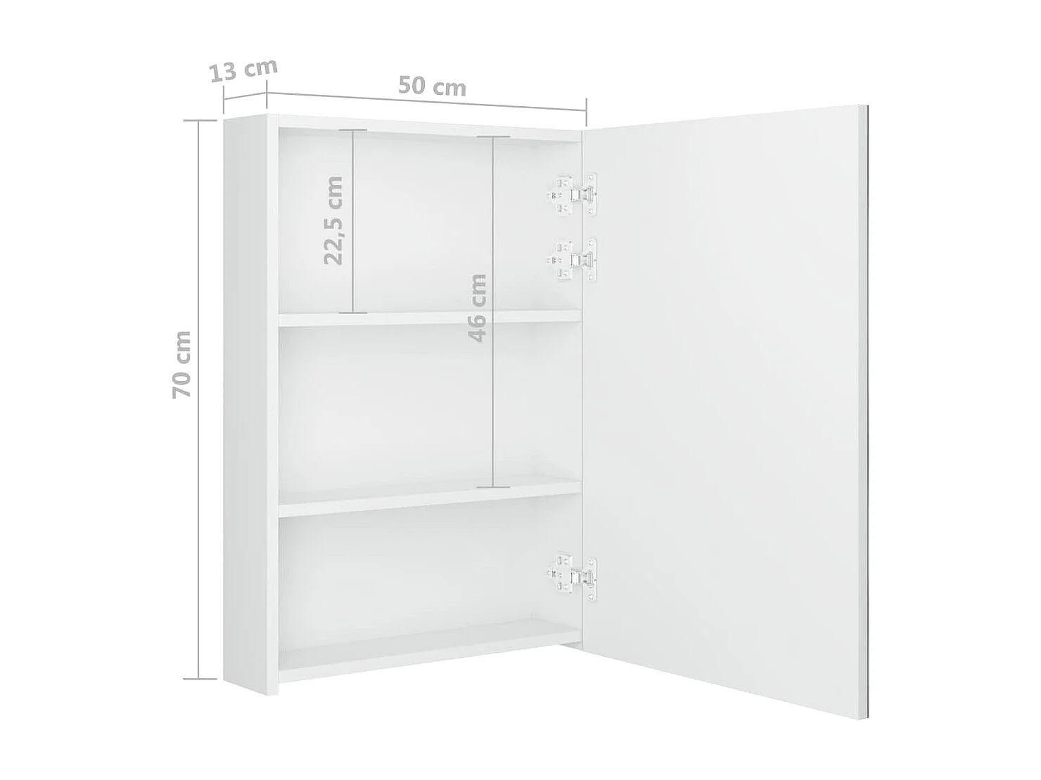 LED-Spiegelschrank fürs Bad Glänzend Weiß 50x13x70 cm