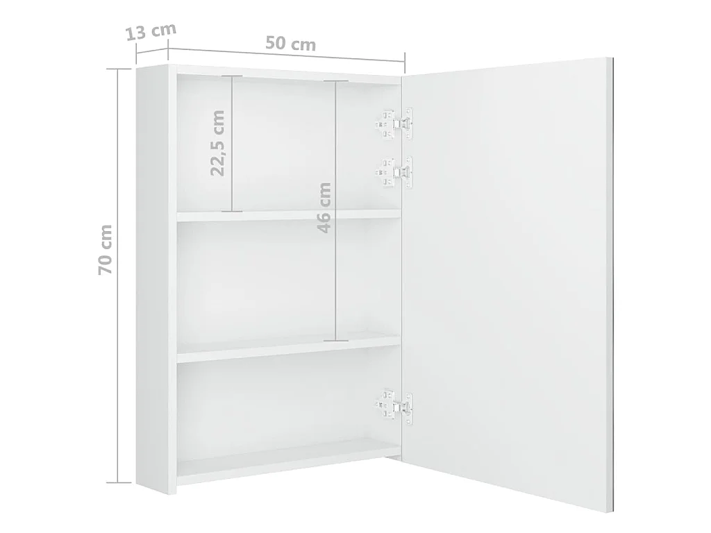 Badkamerkast met spiegel en LED 50x13x70 cm glanzend wit