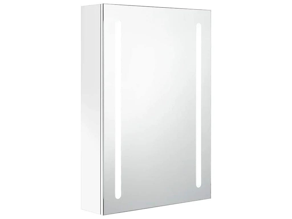Armadietto Bagno con Specchio e LED Bianco Lucido 50x13x70 cm
