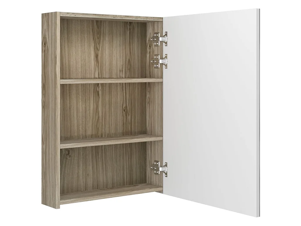 Badkamerkast met spiegel en LED 50x13x70 cm wit en eikenkleurig