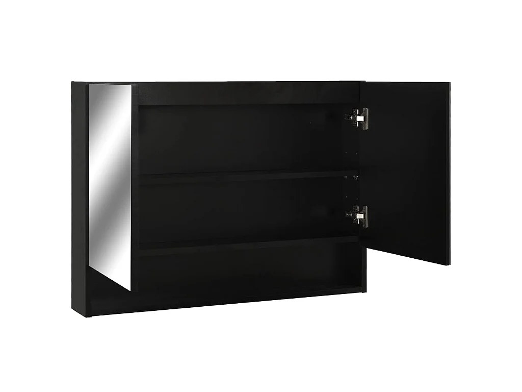 Armadietto a Specchio con LED Nero 80x15x60 cm in MDF