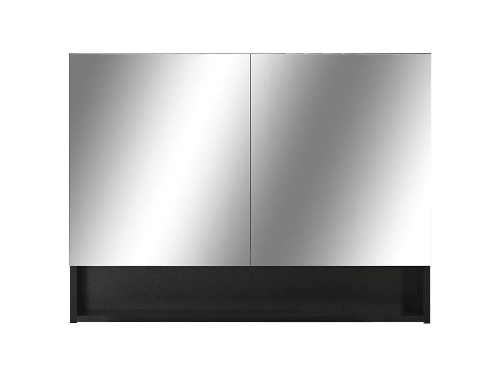 Armadietto a Specchio con LED Nero 80x15x60 cm in MDF