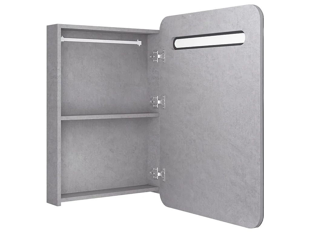 Badkamerkast met spiegel en LED 60x11x80 cm betongrijs