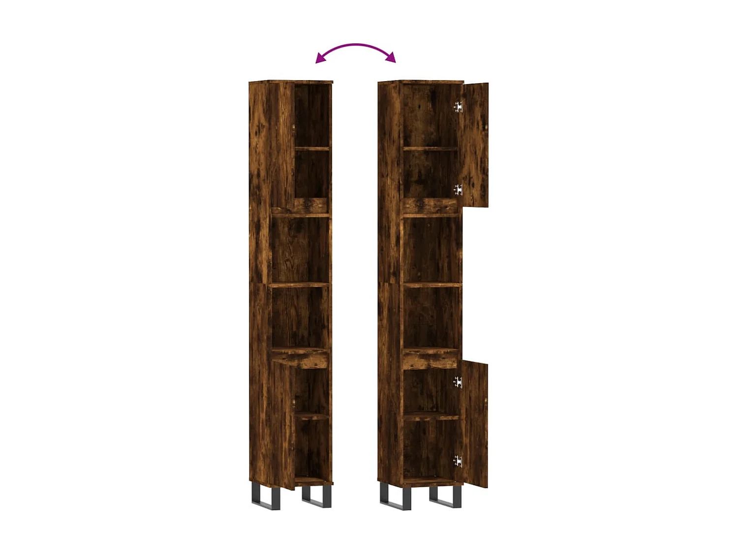 Armoire de bain chêne fumé 30x30x190 cm bois d'ingénierie