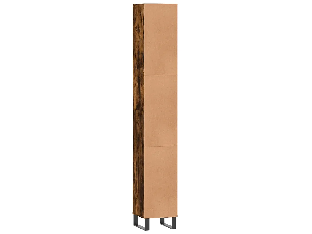Armadietto Bagno Rovere Fumo 30x30x190 cm in Legno Multistrato
