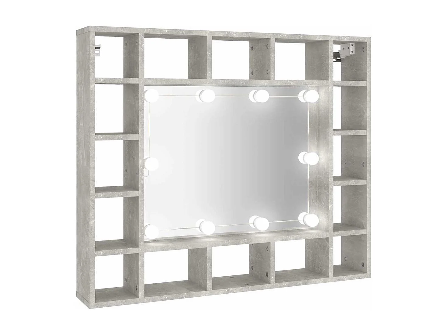 Spiegelschrank mit LED Betongrau 91x15x76,5 cm