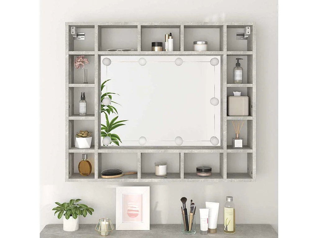 Spiegelschrank mit LED Betongrau 91x15x76,5 cm