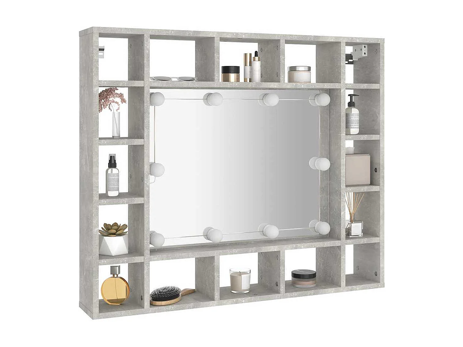 Spiegelschrank mit LED Betongrau 91x15x76,5 cm