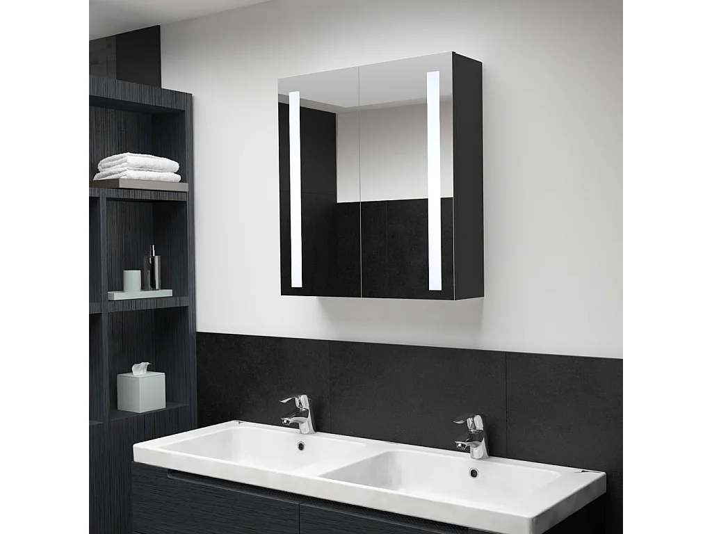 Badkamerkast met spiegel en LED 62x14x60 cm