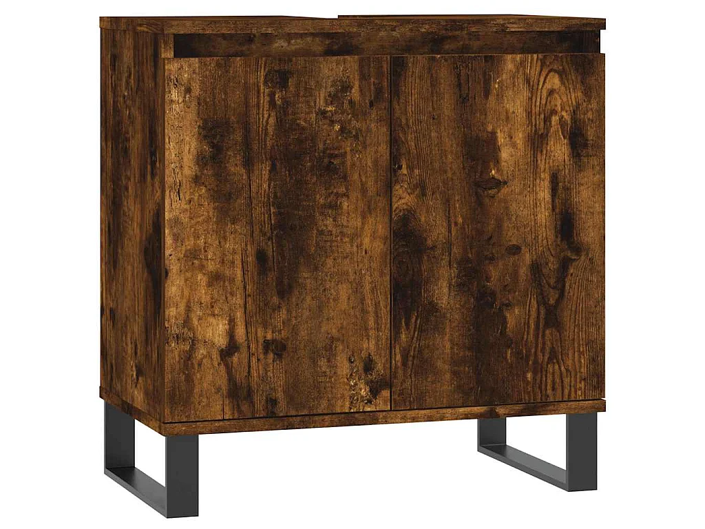 Armoire de bain chêne fumé 58x33x60 cm bois d'ingénierie