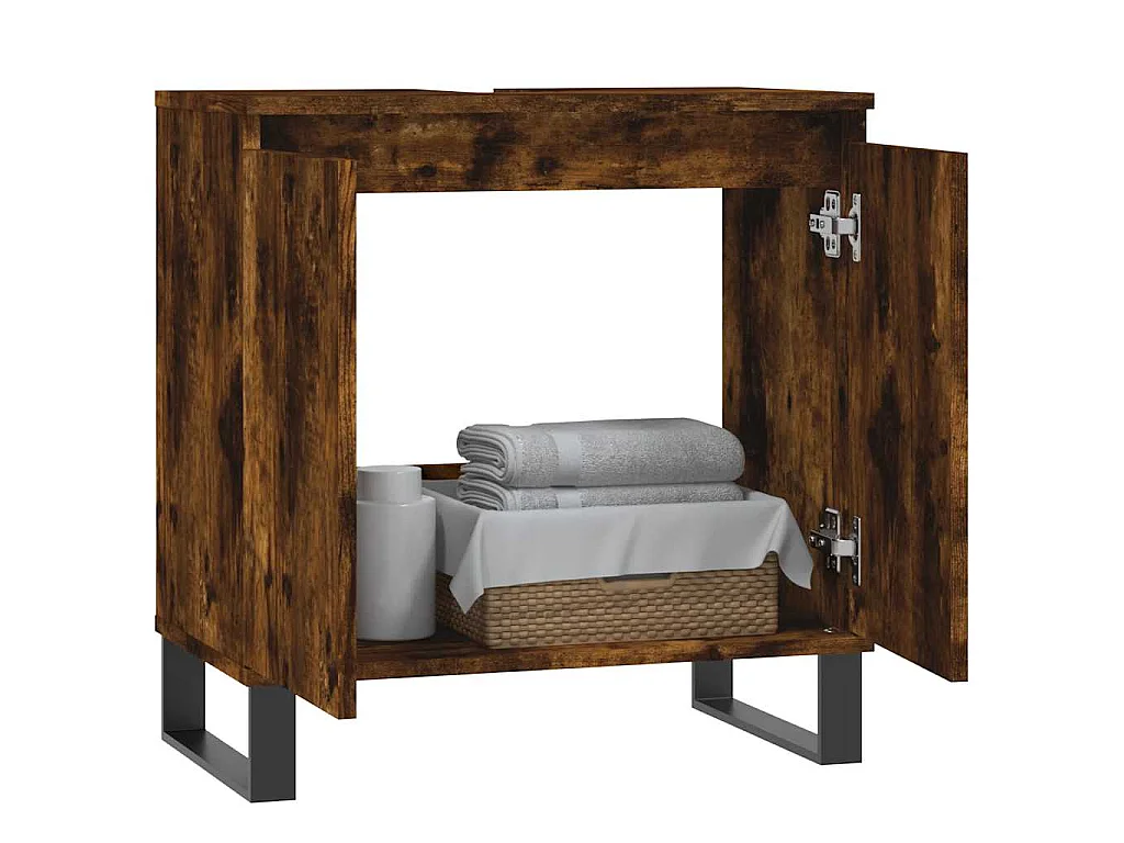 Badschrank Räuchereiche 58x33x60 cm Holzwerkstoff