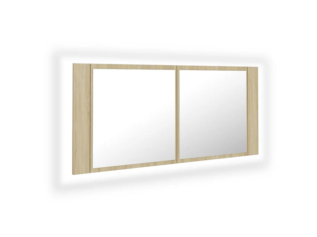 Armoire à miroir à LED de bain Chêne sonoma 100x12x45 Acrylique