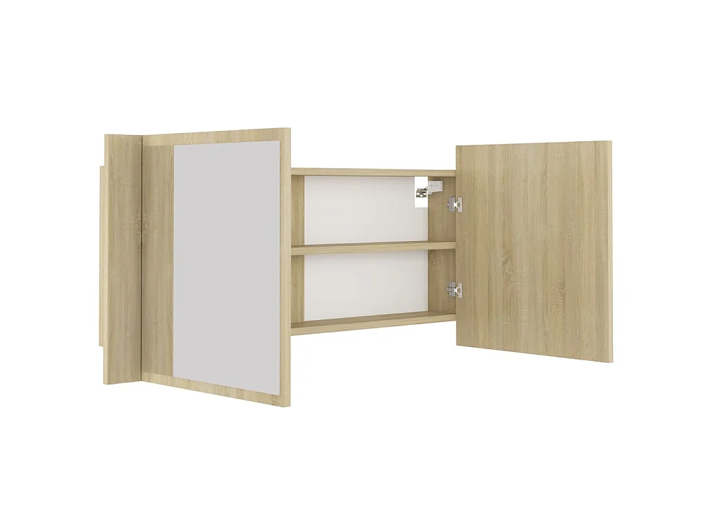 Armoire à miroir à LED de bain Chêne sonoma 100x12x45 Acrylique
