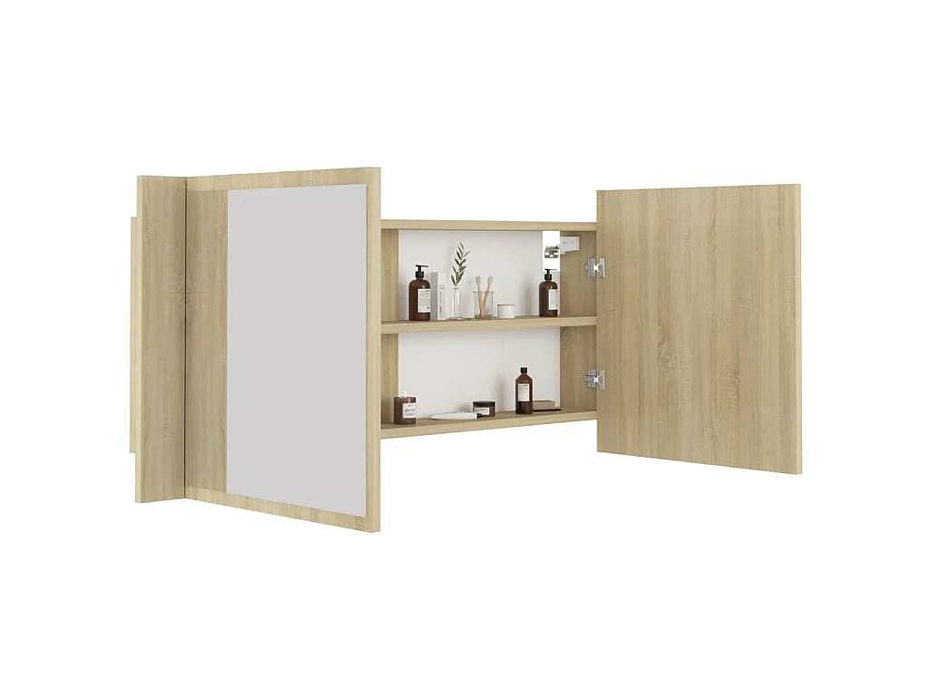 Armoire à miroir à LED de bain Chêne sonoma 100x12x45 Acrylique