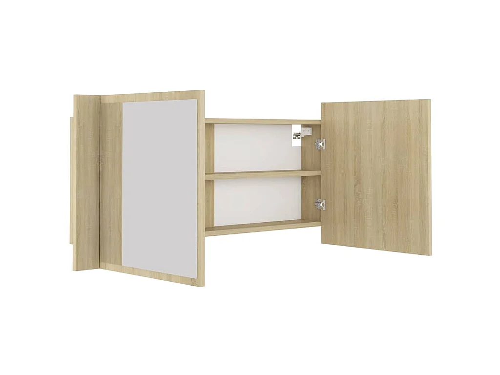 Armoire à miroir à LED de bain Chêne sonoma 100x12x45 Acrylique