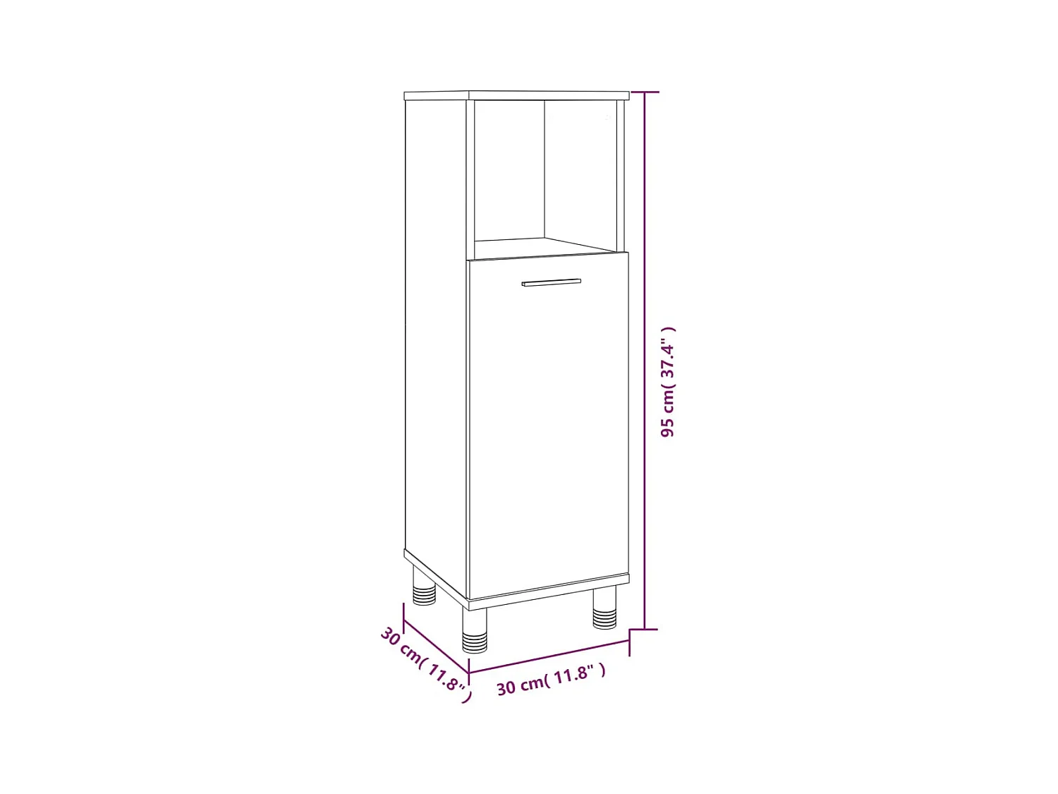 Badkamerkast 30x30x95 cm bewerkt hout gerookt eikenkleurig