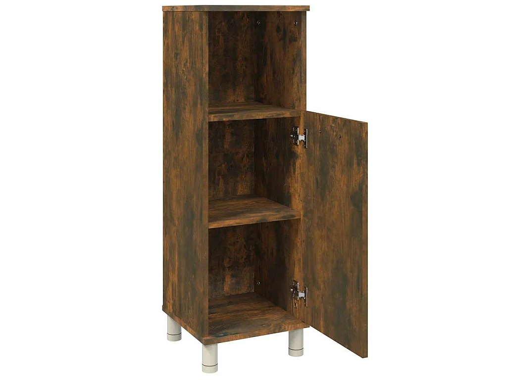 Armadietto Bagno Rovere Fumo 30x30x95 cm in Legno Multistrato