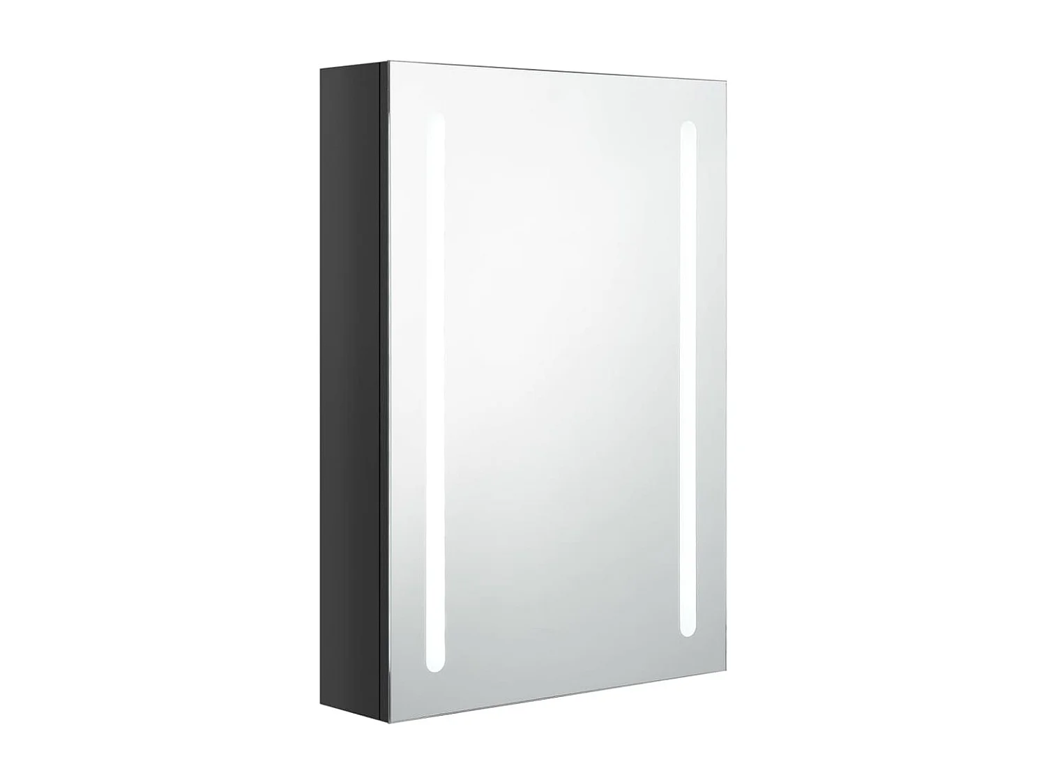 Armadietto Bagno con Specchio e LED Nero Lucido 50x13x70 cm
