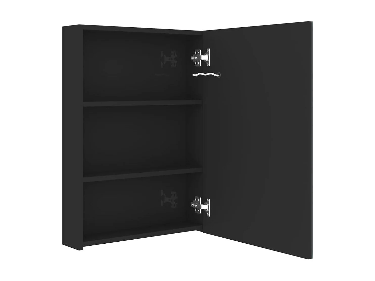 Armadietto Bagno con Specchio e LED Nero Lucido 50x13x70 cm