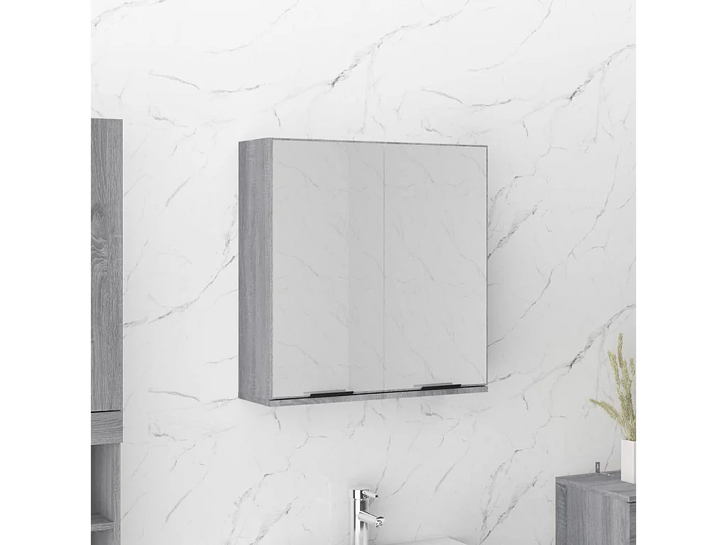 Armadietto a Specchio da Bagno Grigio Sonoma 64x20x67 cm