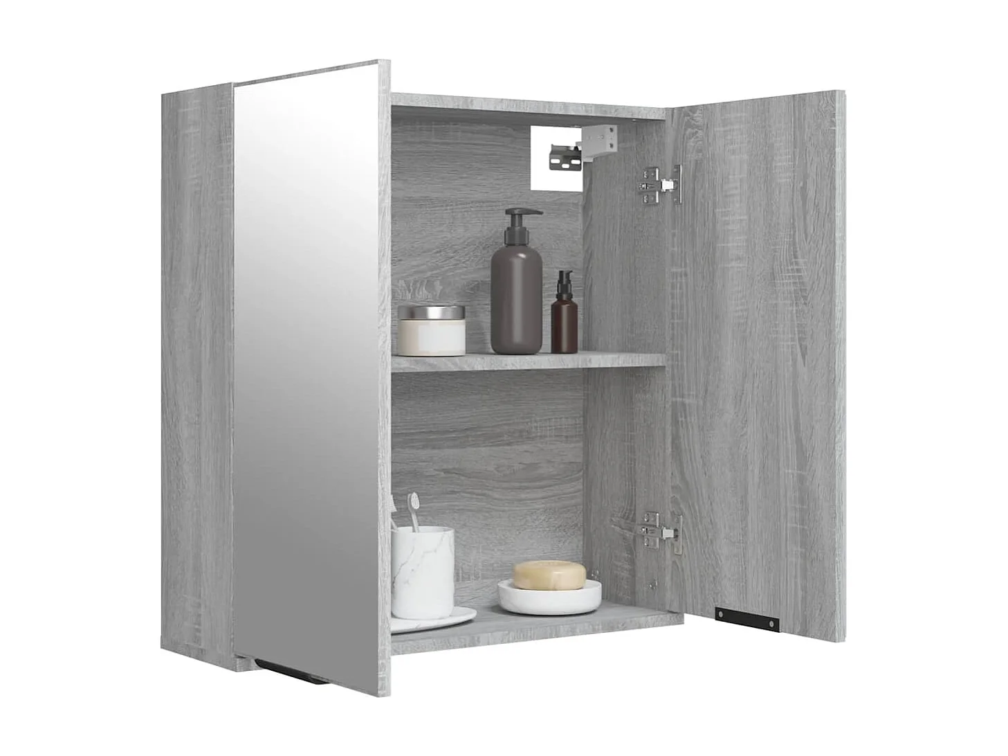 Armadietto a Specchio da Bagno Grigio Sonoma 64x20x67 cm