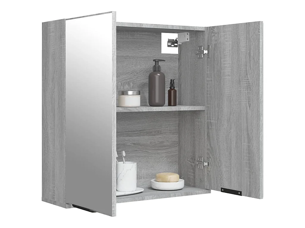Armadietto a Specchio da Bagno Grigio Sonoma 64x20x67 cm