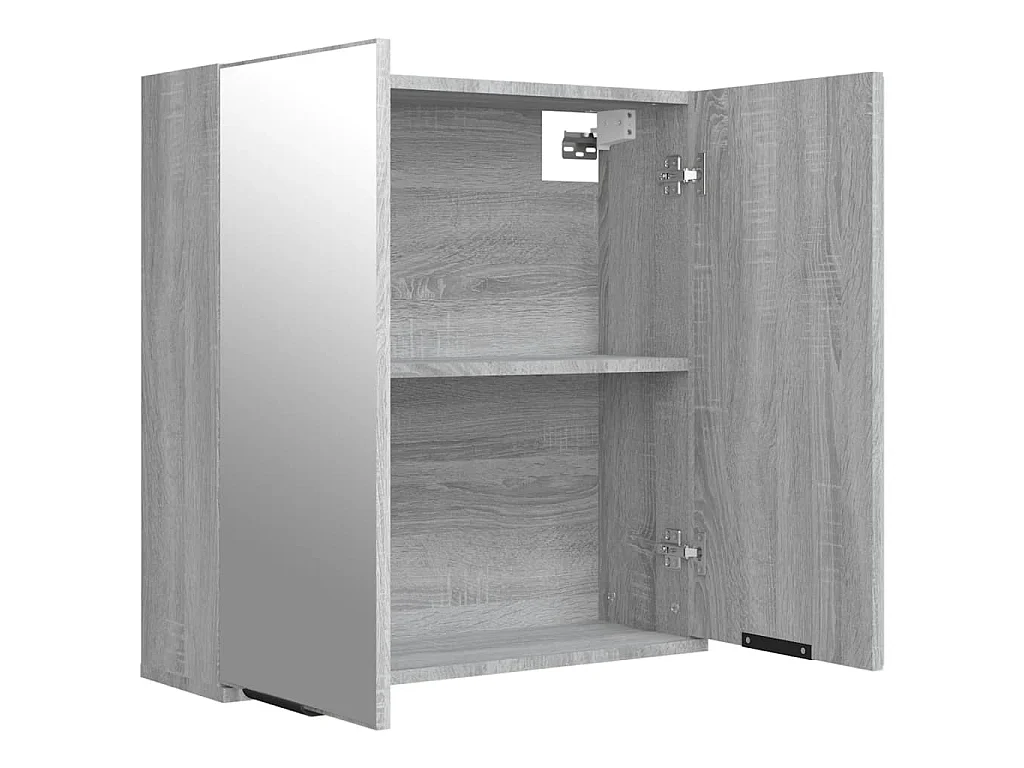 Armadietto a Specchio da Bagno Grigio Sonoma 64x20x67 cm