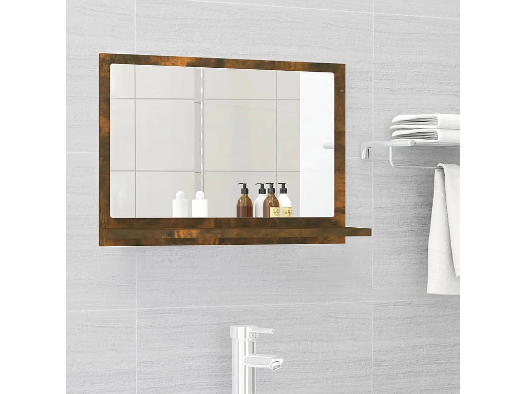 Miroir de bain Chêne fumé 60x10,5x37 cm Bois d'ingénierie