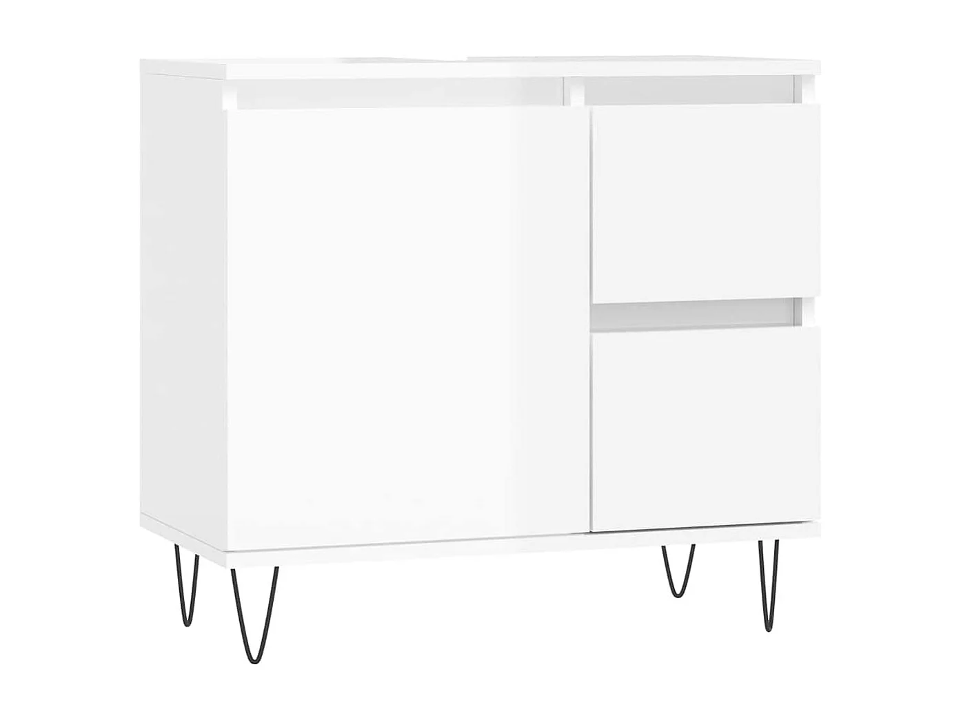 Armadietto Bagno Bianco Lucido 65x33x60cm in Legno Multistrato