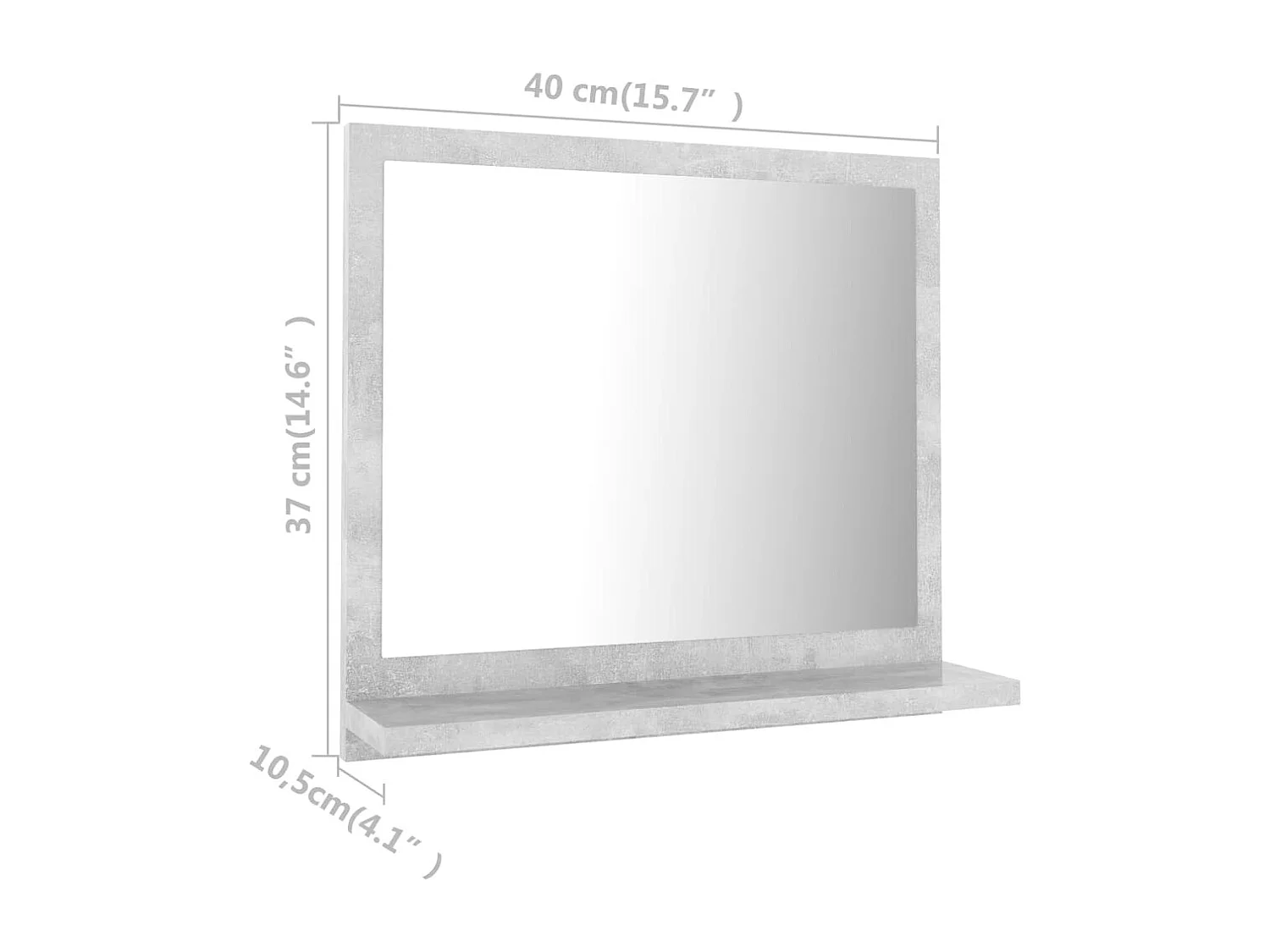 Specchio da Bagno Grigio Cemento 40x10,5x37cm Legno Multistrato