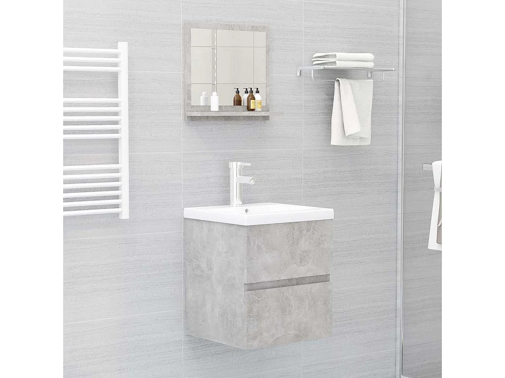 Miroir de salle de bain Gris béton 40x10,5x37cm Bois ingénierie