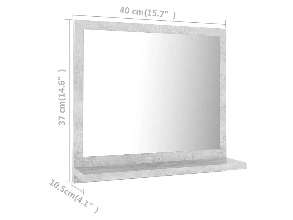 Miroir de salle de bain Gris béton 40x10,5x37cm Bois ingénierie