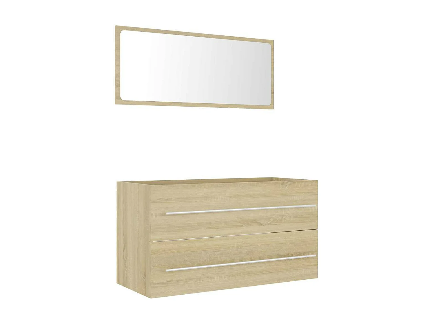 2 pcs conj. móveis casa de banho contrapl. cor carvalho sonoma