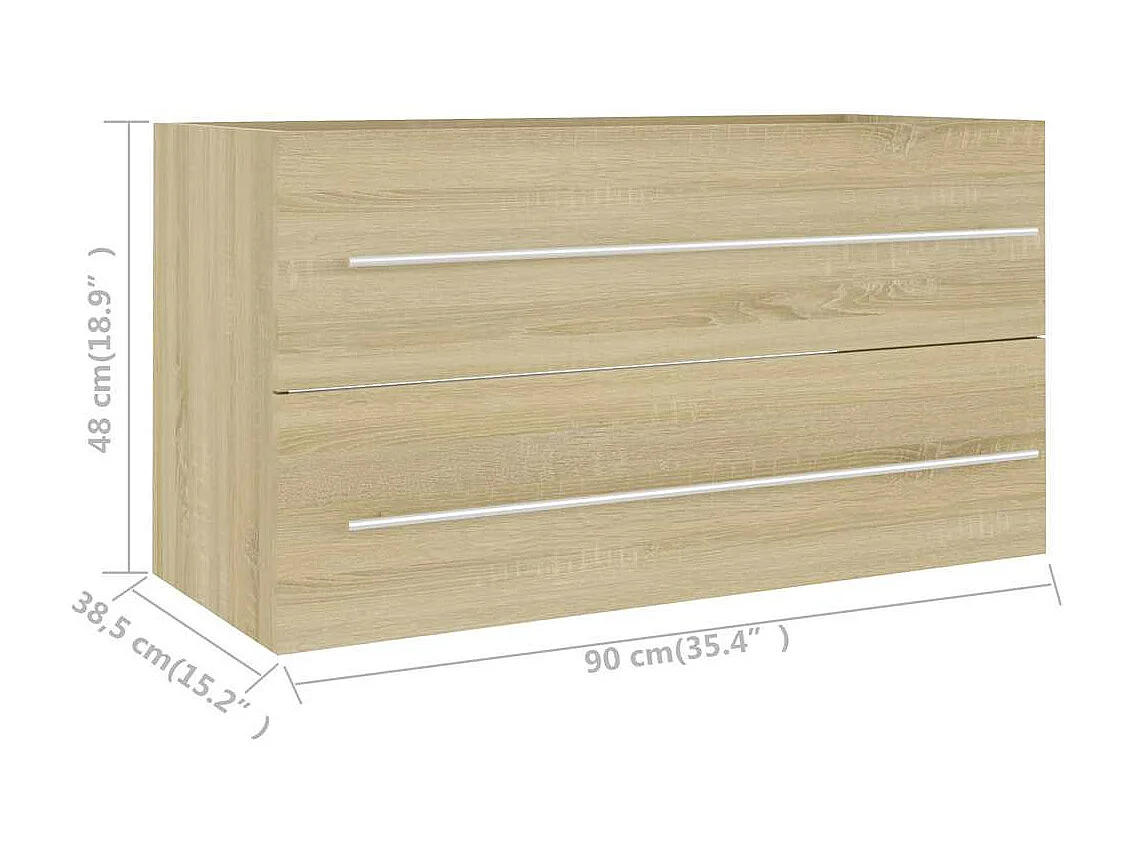 2 pcs conj. móveis casa de banho contrapl. cor carvalho sonoma