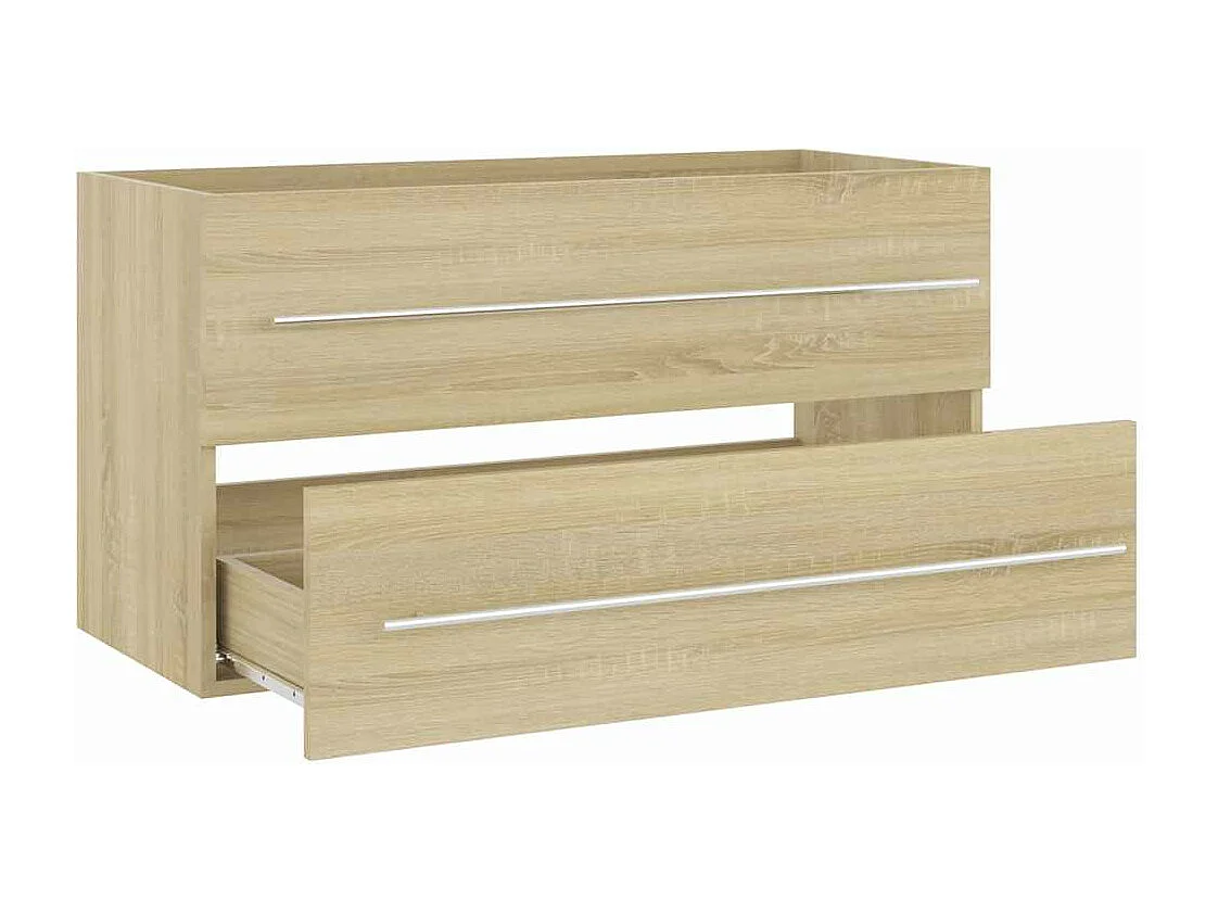 2 pcs conj. móveis casa de banho contrapl. cor carvalho sonoma