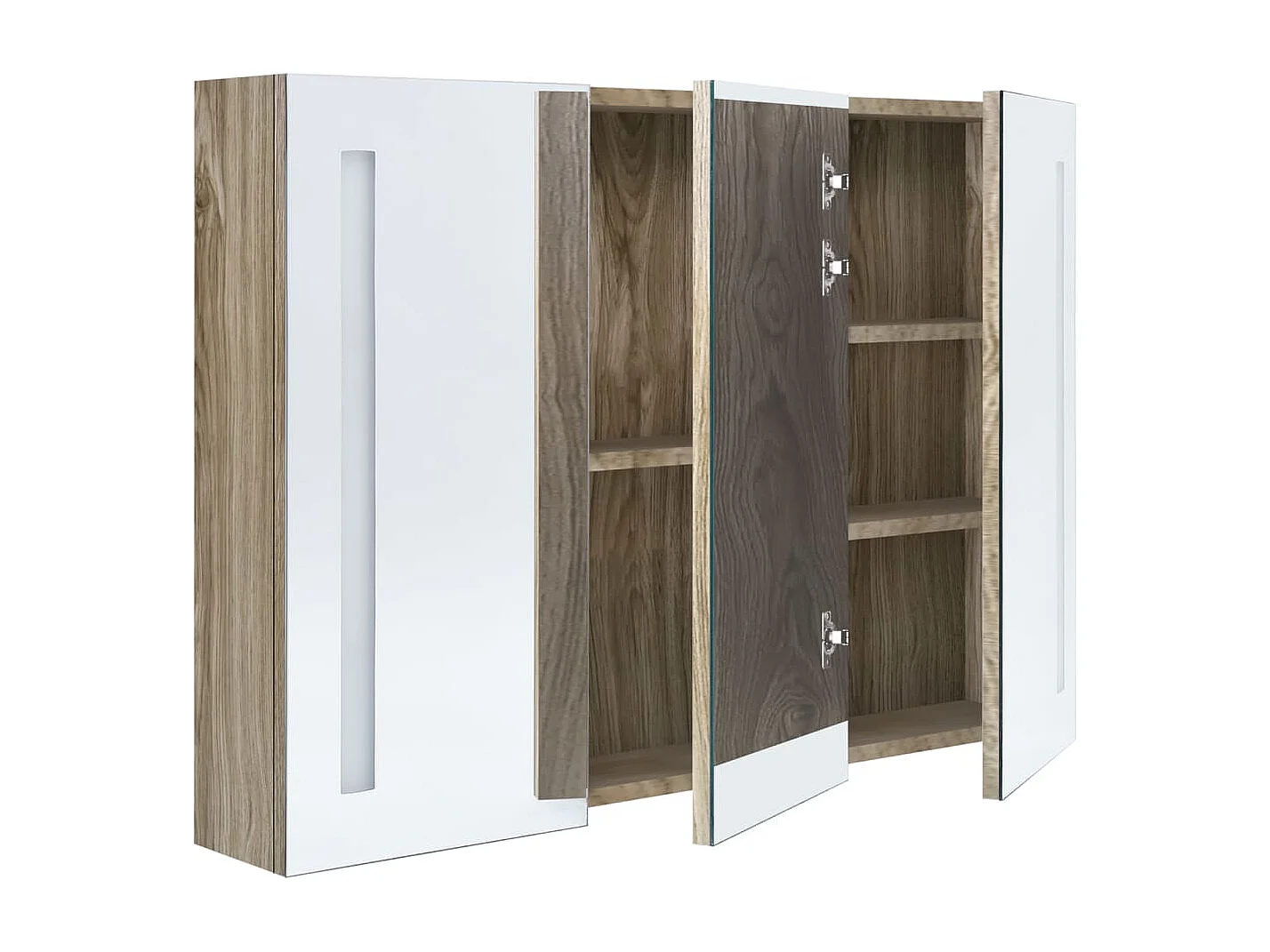 Badkamerkast met spiegel en LED 89x14x62 cm eikenkleurig