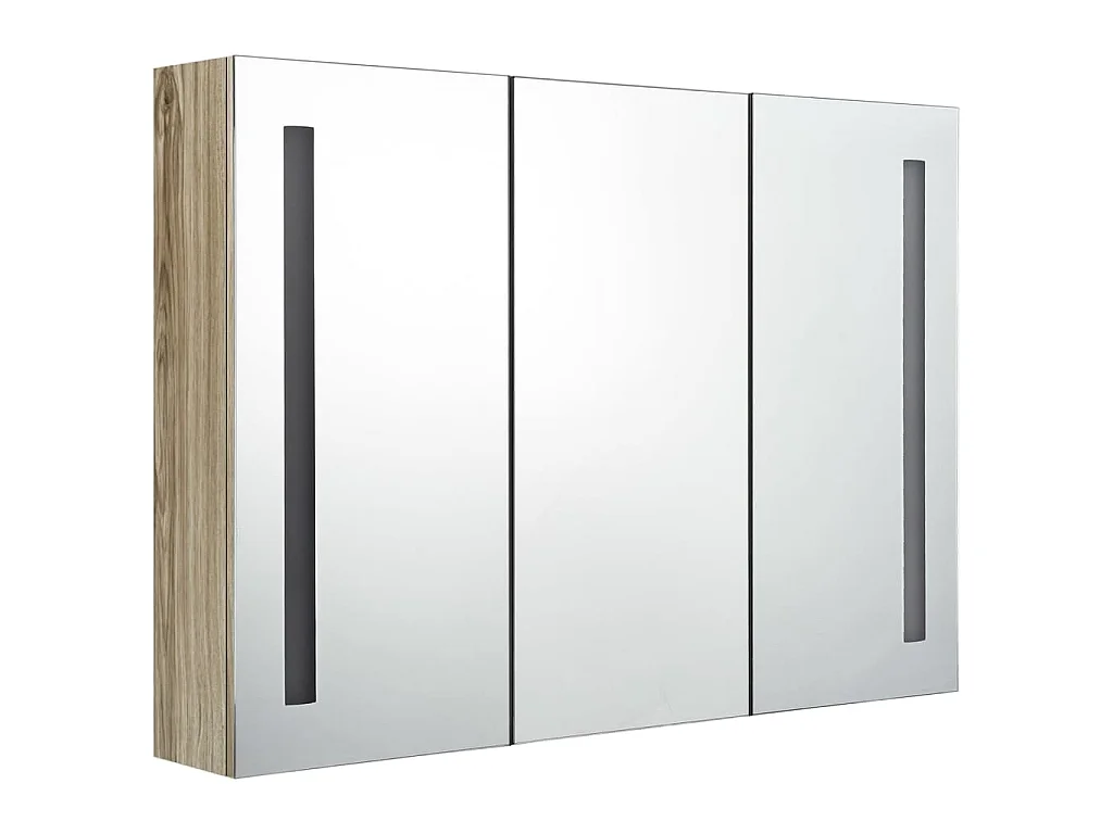 Badkamerkast met spiegel en LED 89x14x62 cm eikenkleurig