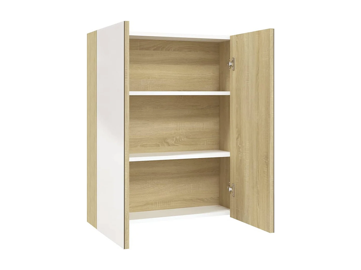 Badkamerkast met spiegel 60x15x75 cm MDF wit en eikenkleurig