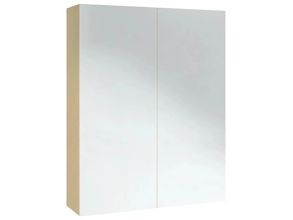 Armoire à miroir de salle de bain 60x15x75cm MDF Blanc et chêne