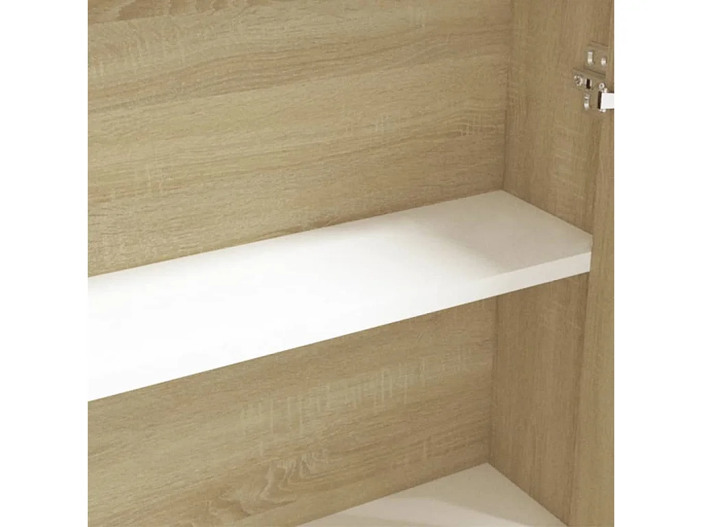 Armoire à miroir de salle de bain 60x15x75cm MDF Blanc et chêne