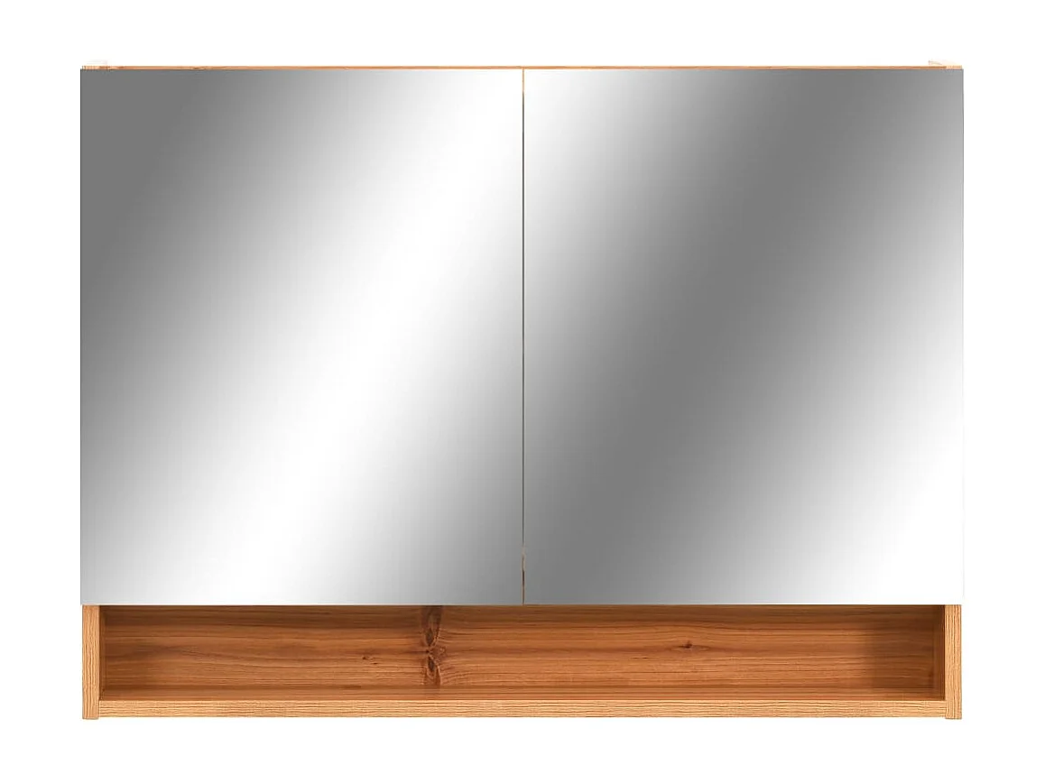 Armário espelhado casa banho com LED 80x15x60 cm MDF carvalho