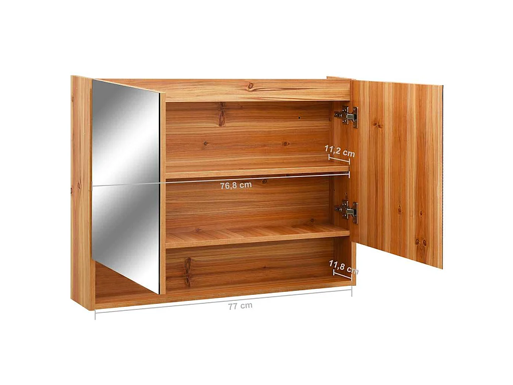 Armoire à miroir de salle de bain LED Chêne 80x15x60 cm MDF