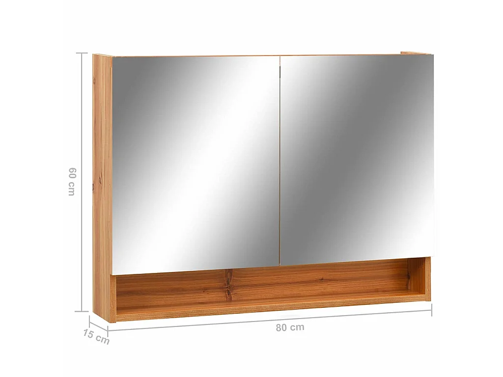 Armoire à miroir de salle de bain LED Chêne 80x15x60 cm MDF