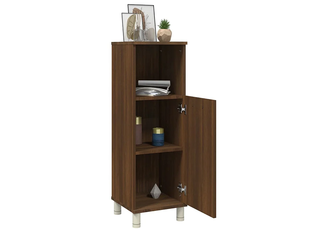 Armário WC 30x30x95 cm derivados de madeira carvalho castanho