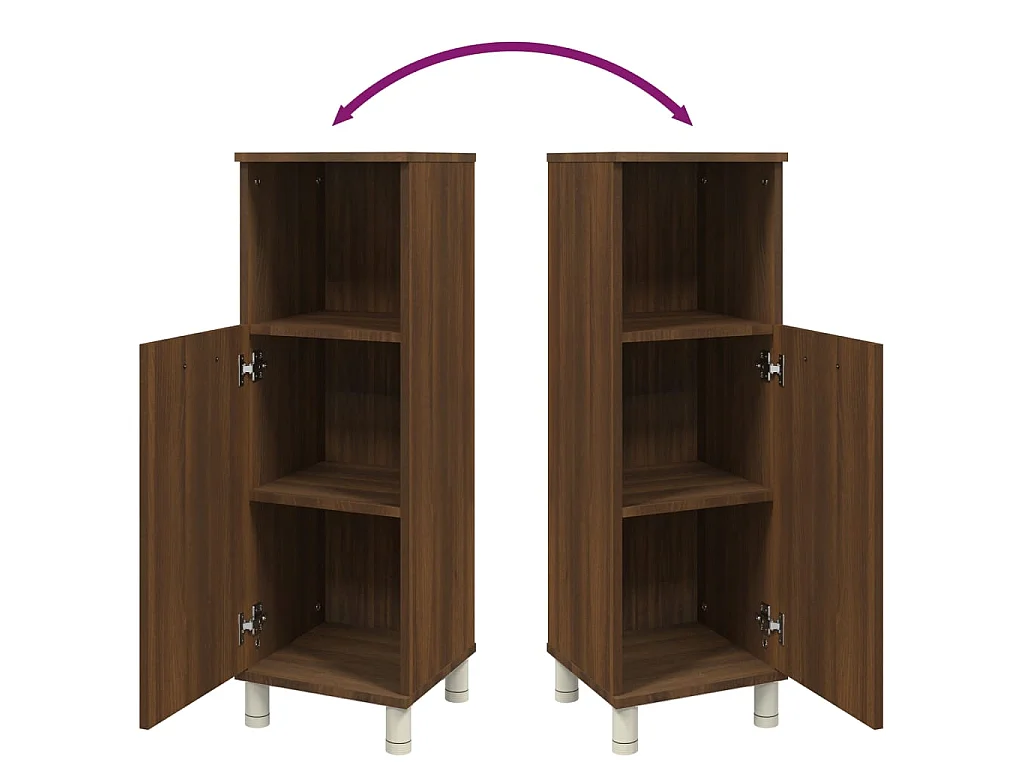 Armário WC 30x30x95 cm derivados de madeira carvalho castanho