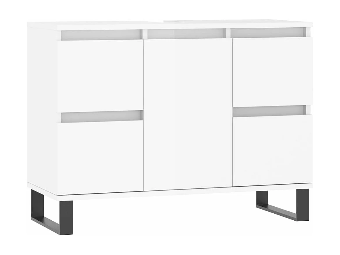 Badschrank Hochglanz-Weiß 80x33x60 cm Holzwerkstoff