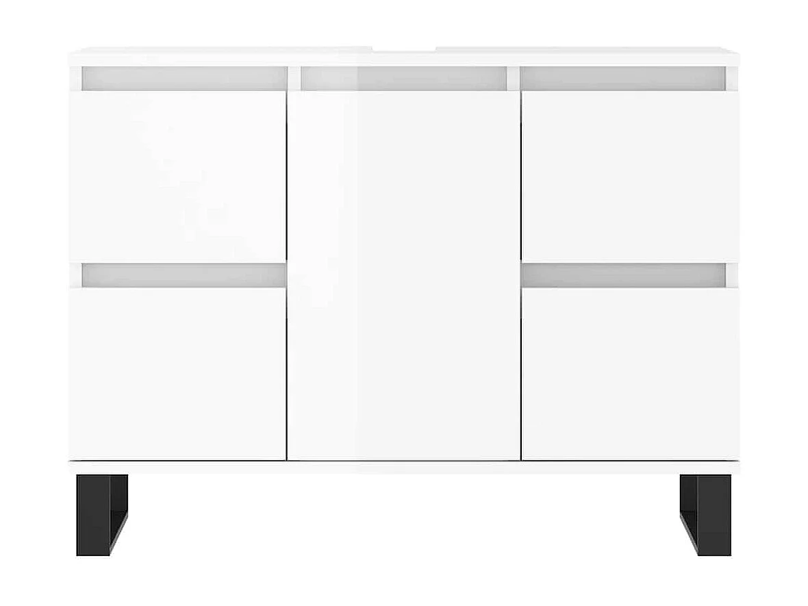 Badschrank Hochglanz-Weiß 80x33x60 cm Holzwerkstoff